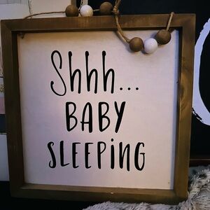 Hobby Lobby Brown and White Baby Sleeping Sign